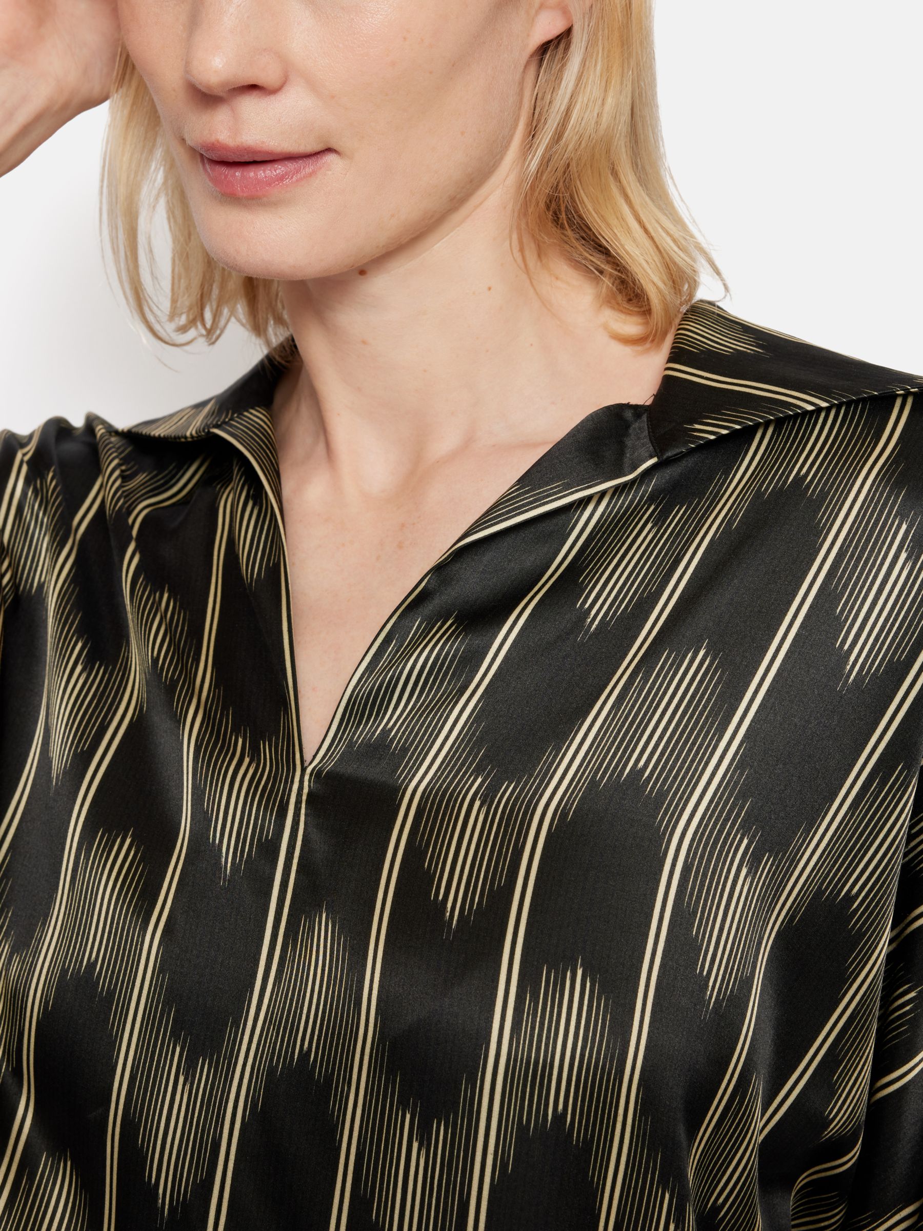 Buy Jigsaw Ikat Stripe Silk Blend Top, Black/Multi Online at johnlewis.com