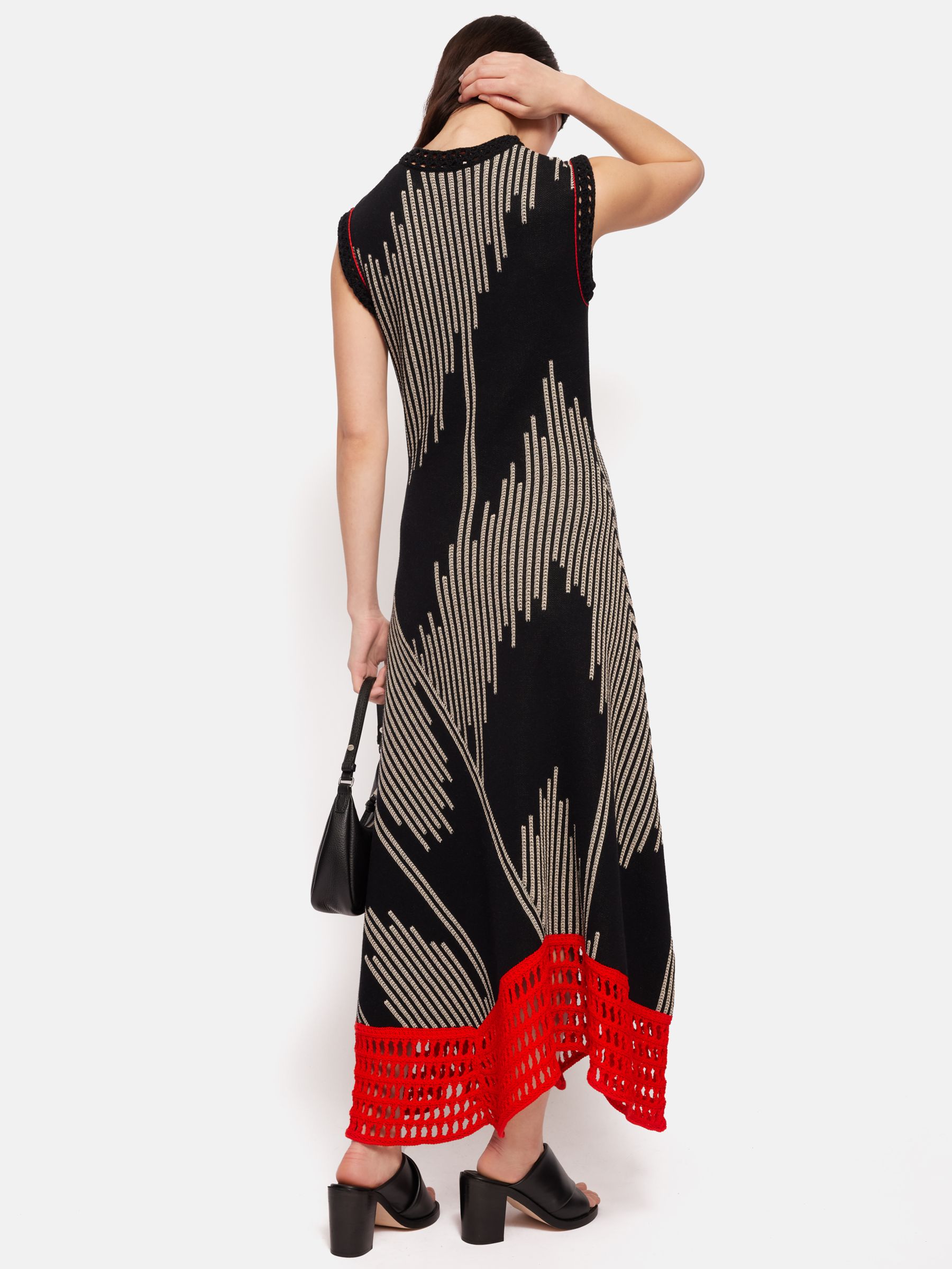 Jigsaw Ikat Jacquard Knit Maxi Dress, Black/Multi, XS