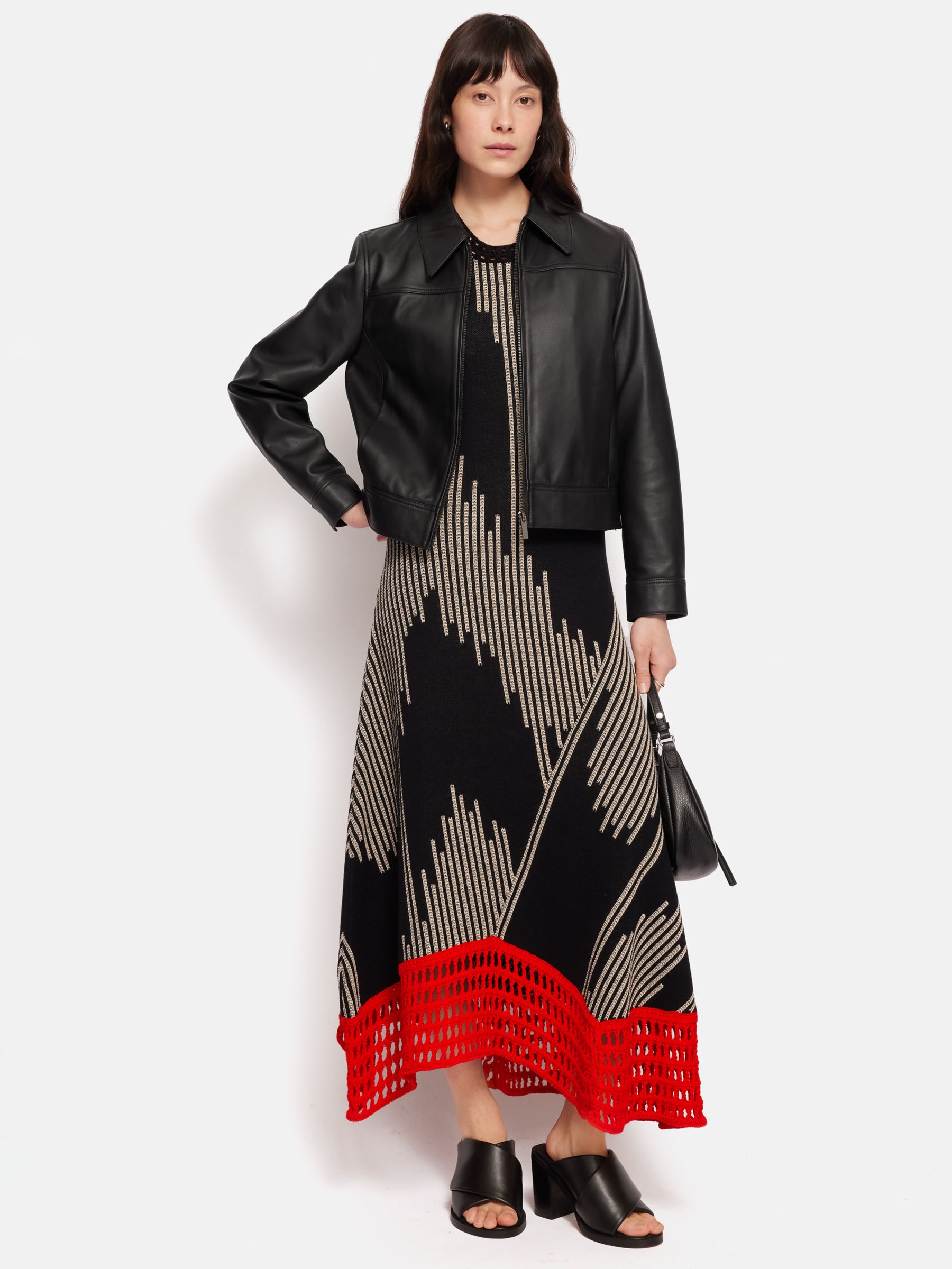 Jigsaw Ikat Jacquard Knit Maxi Dress, Black/Multi, XS