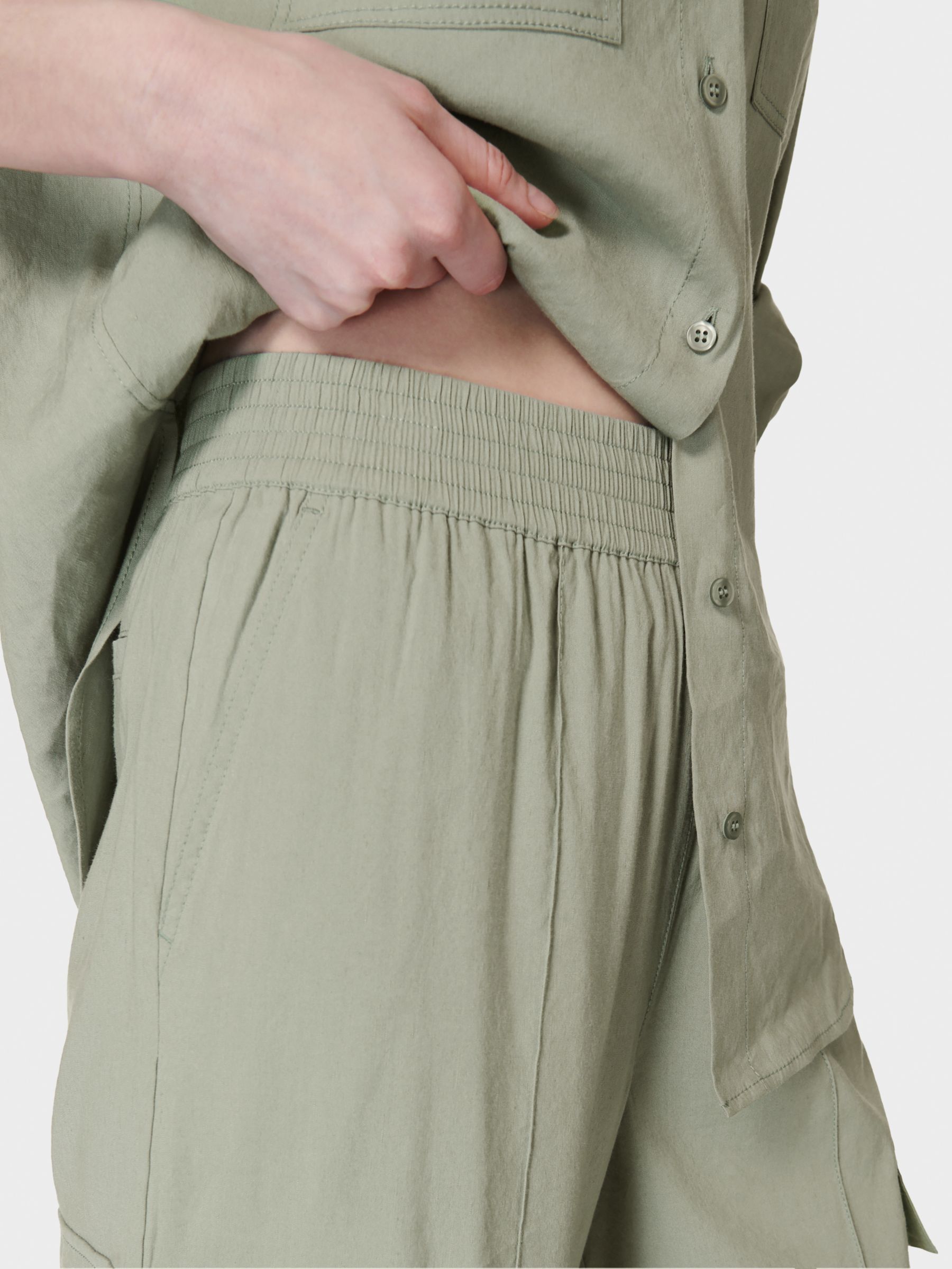 Sweaty Betty Summer Stretch Linen Blend Trousers, Savannah Green, XXS