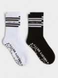 Sweaty Betty Varsity Gripper Ankle Socks, Pack of 2, White/Black