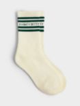 Sweaty Betty Organic Cotton Blend Varsity Slogan Socks, Cream/Retro Green