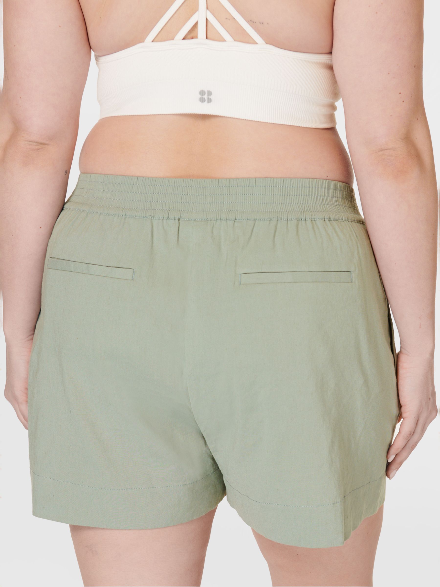 Sweaty Betty Summer Stretch Linen Blend Shorts, Savannah Green, XXS