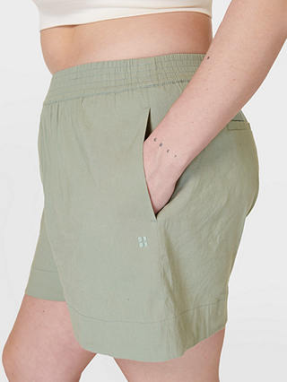Sweaty Betty Summer Stretch Linen Blend Shorts, Savannah Green