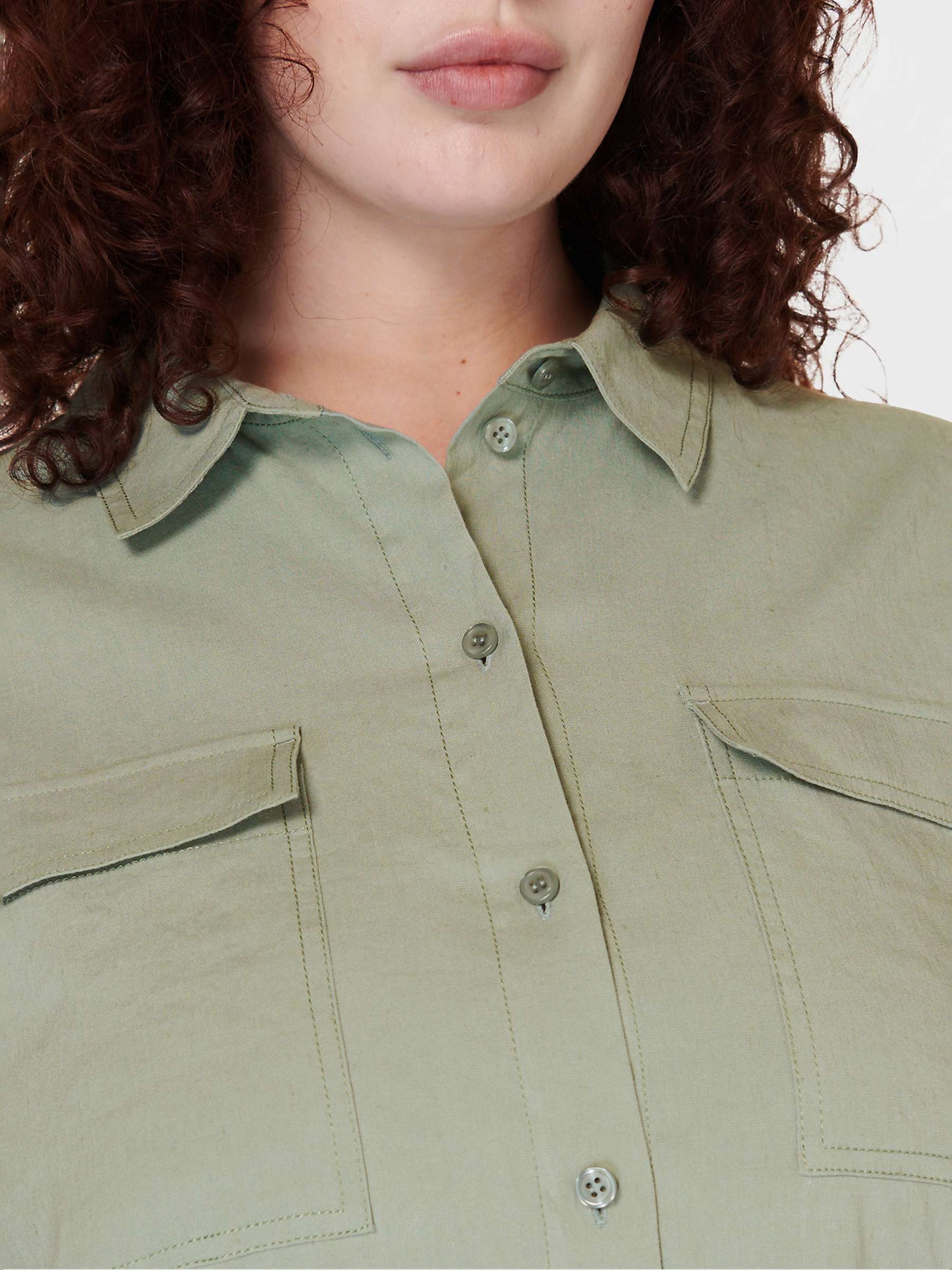 Buy Sweaty Betty Summer Stretch Linen Utility Shirt, Savannah Green Online at johnlewis.com