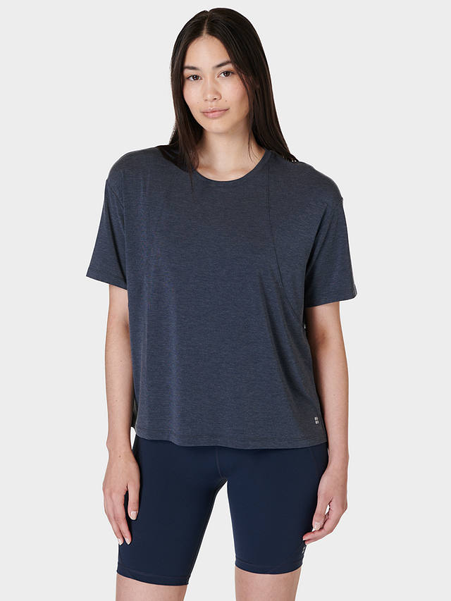 Sweaty Betty Soft Flow Studio T-Shirt, Navy Blue