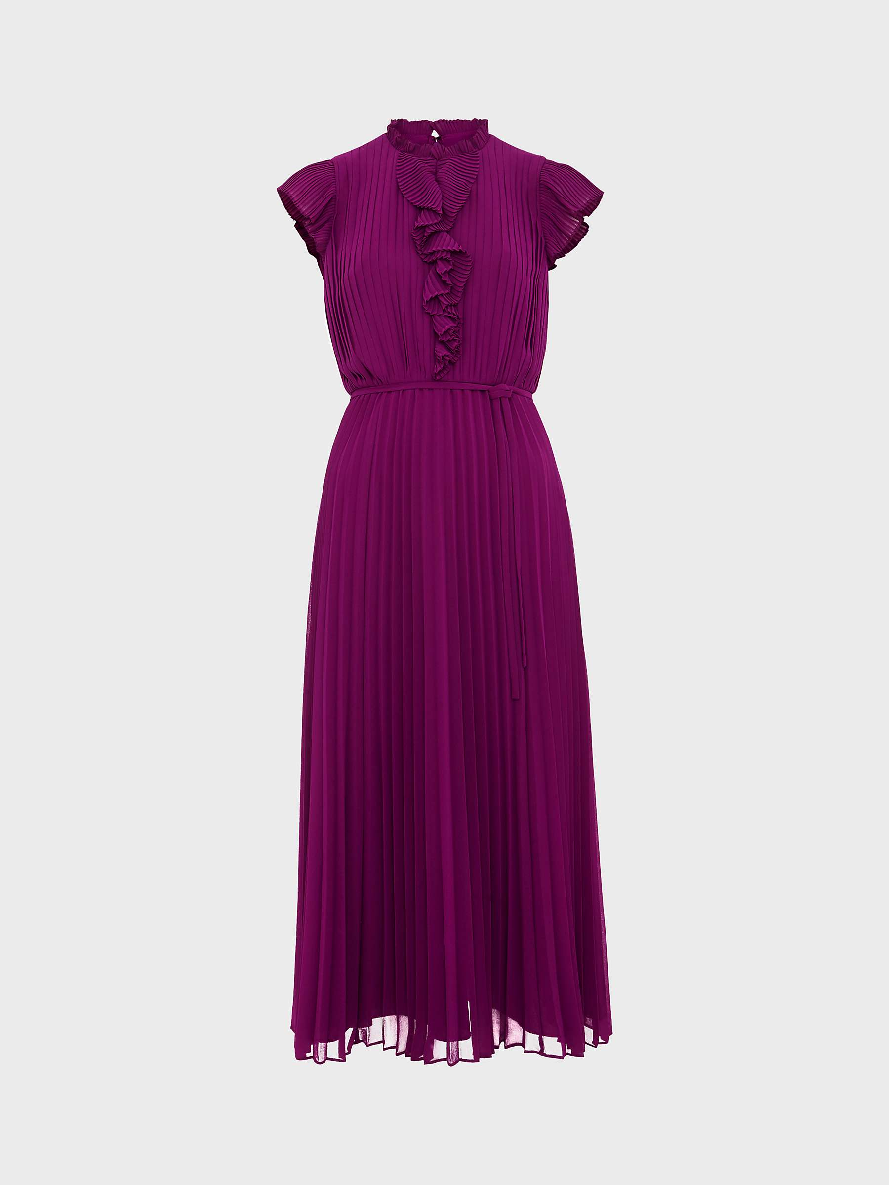 Buy Hobbs Petite Addison Pleated Midi Dress, Magenta Purple Online at johnlewis.com