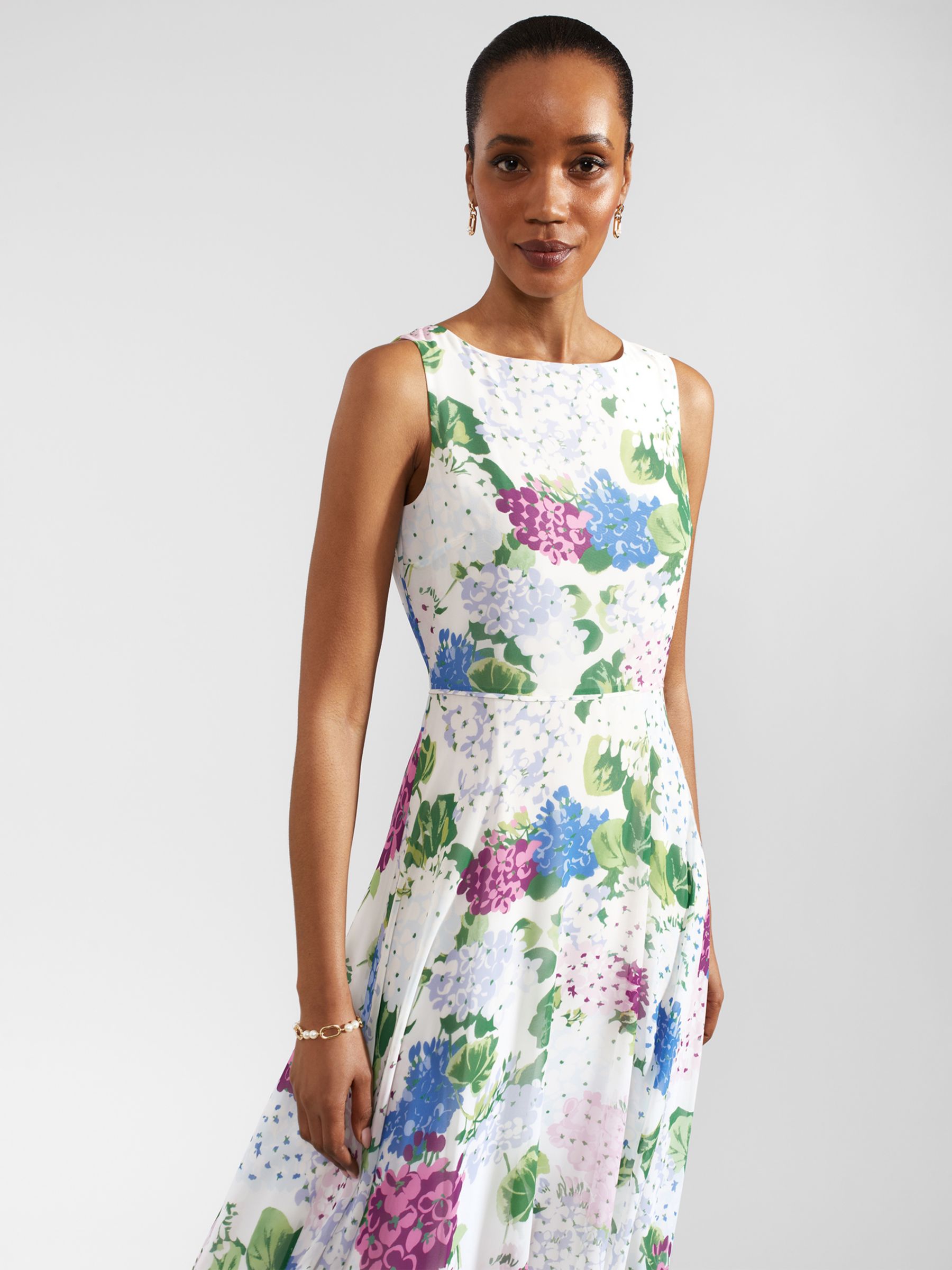 Buy Hobbs Petite Carly Floral Print Midi Dress, Ivory/Multi Online at johnlewis.com