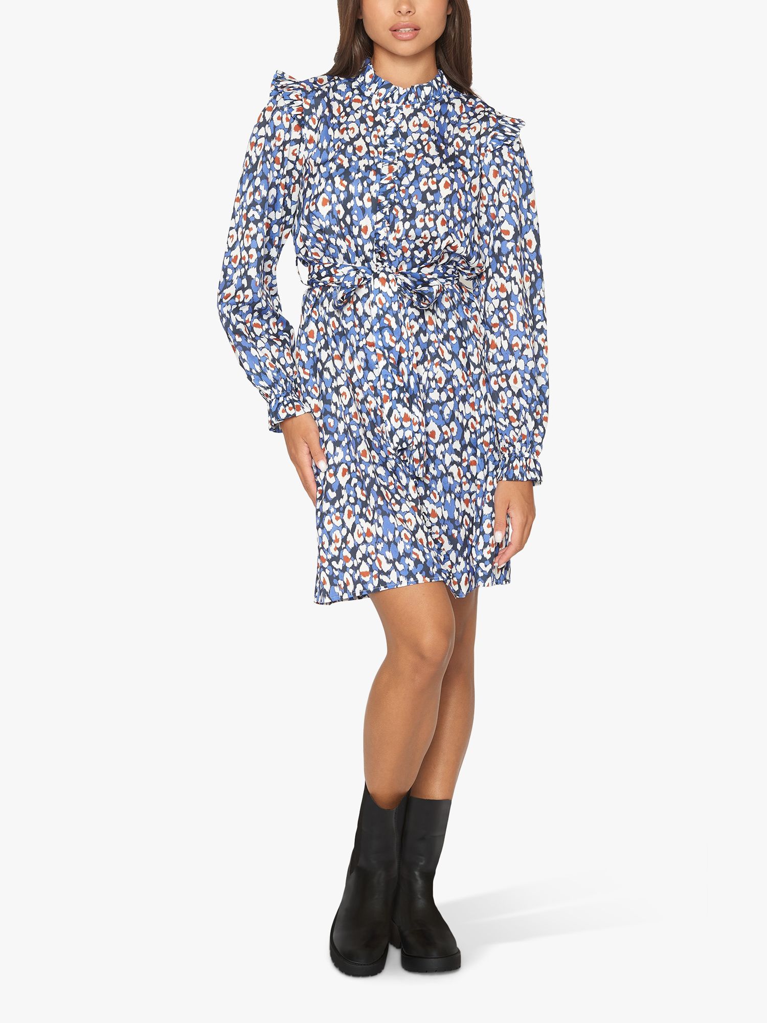 Sisters Point Gaya Leopard Print Dress, Blue, XS