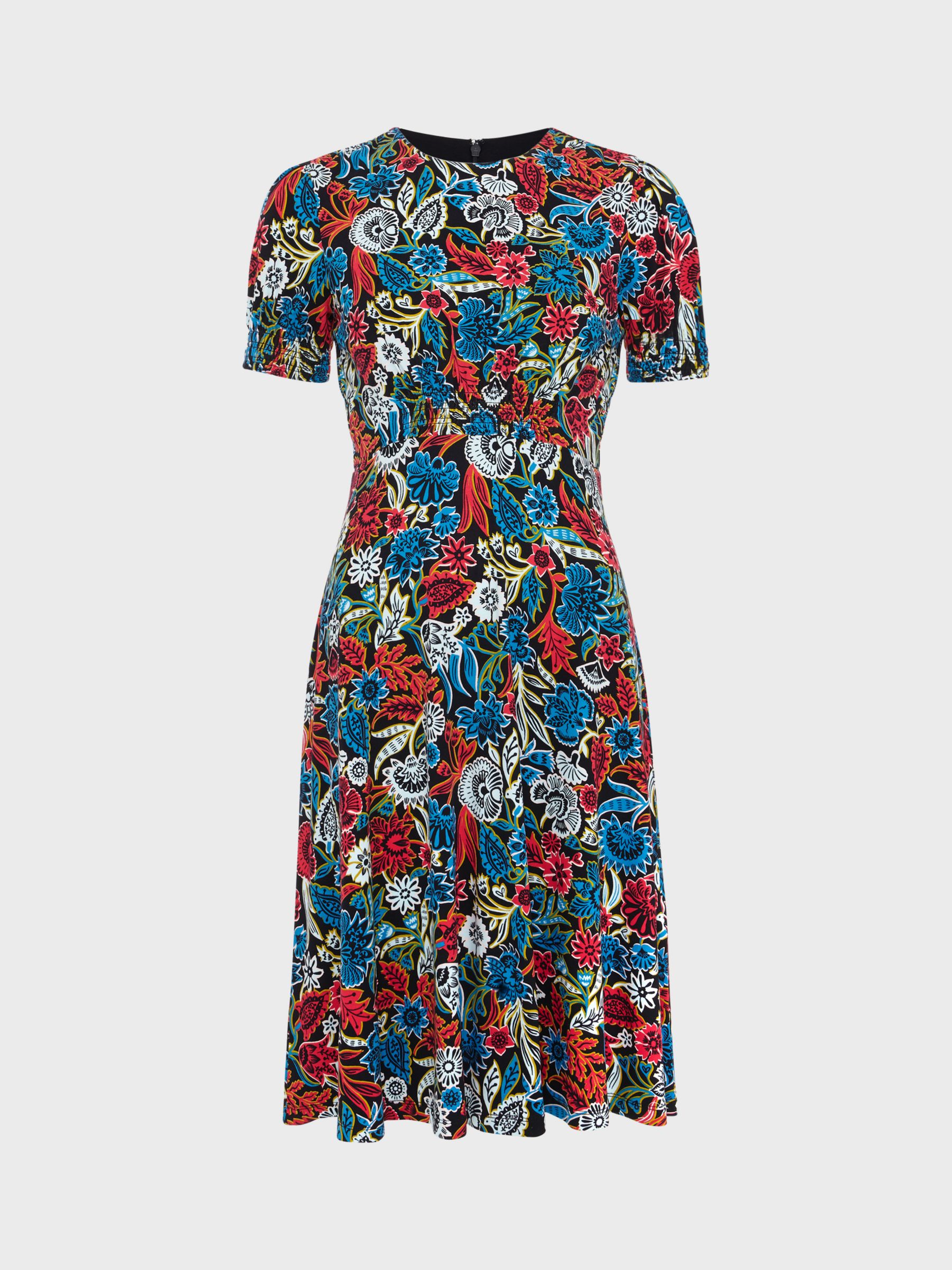 Hobbs Petite Rima Botanical Print Jersey Dress, Multi, 10