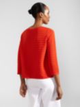 Hobbs Nellie Horizontal Rib Cotton Jumper, Hibiscus Red