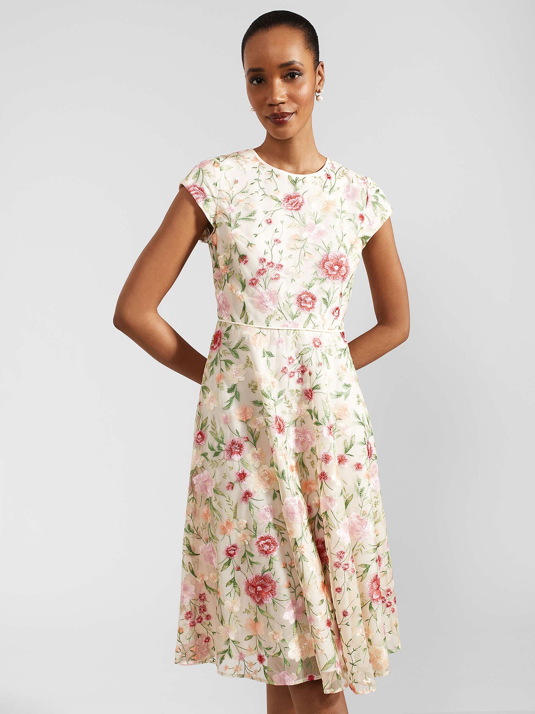 Buy Hobbs Tia Floral Embroidery Dress, Cream/Multi Online at johnlewis.com