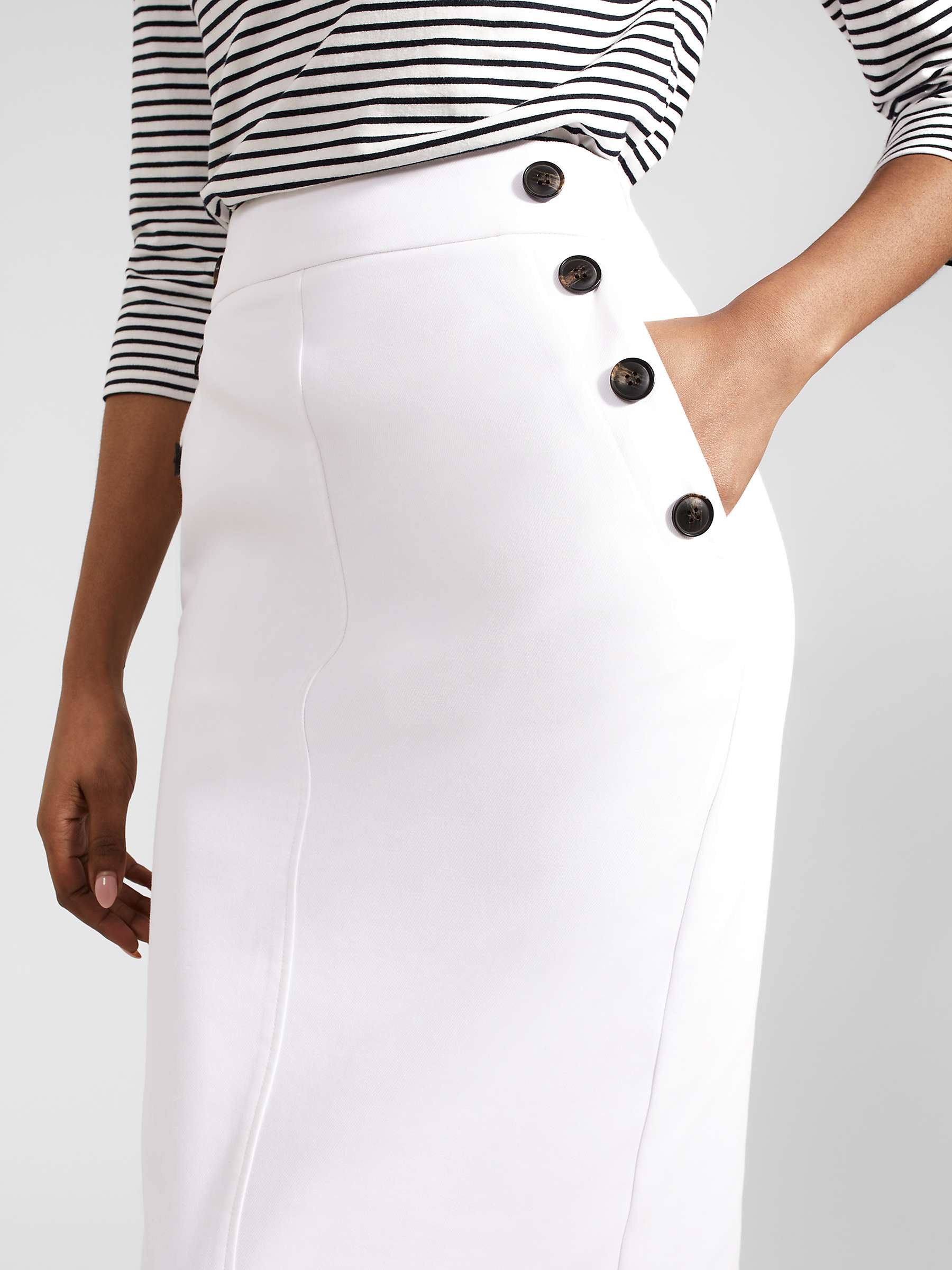 Buy Hobbs Anita Pencil Skirt, White Online at johnlewis.com