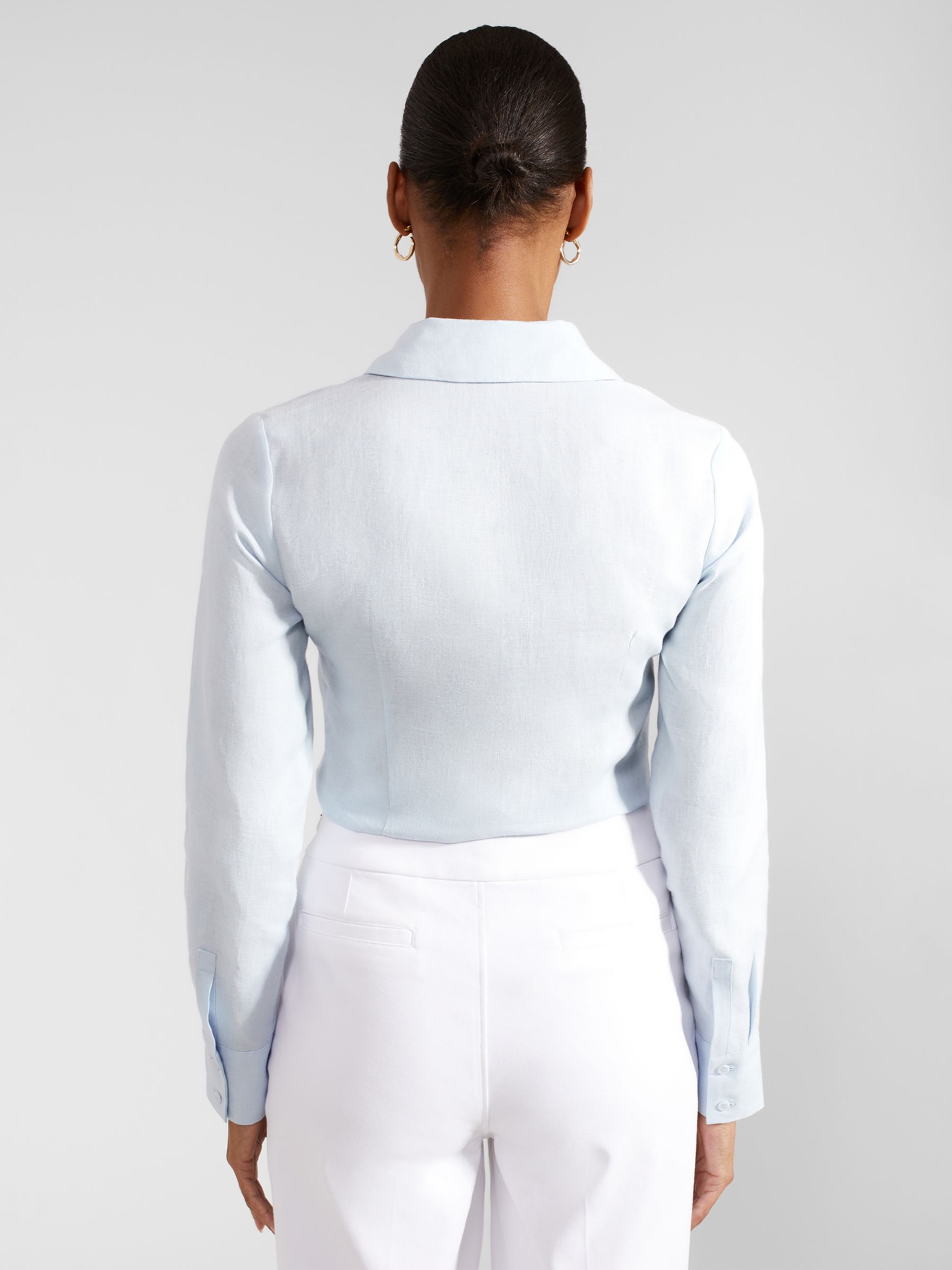 Hobbs Victoria Linen Shirt, Pale Blue, 10