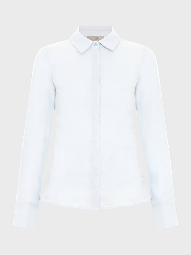 Hobbs Victoria Linen Shirt, Pale Blue
