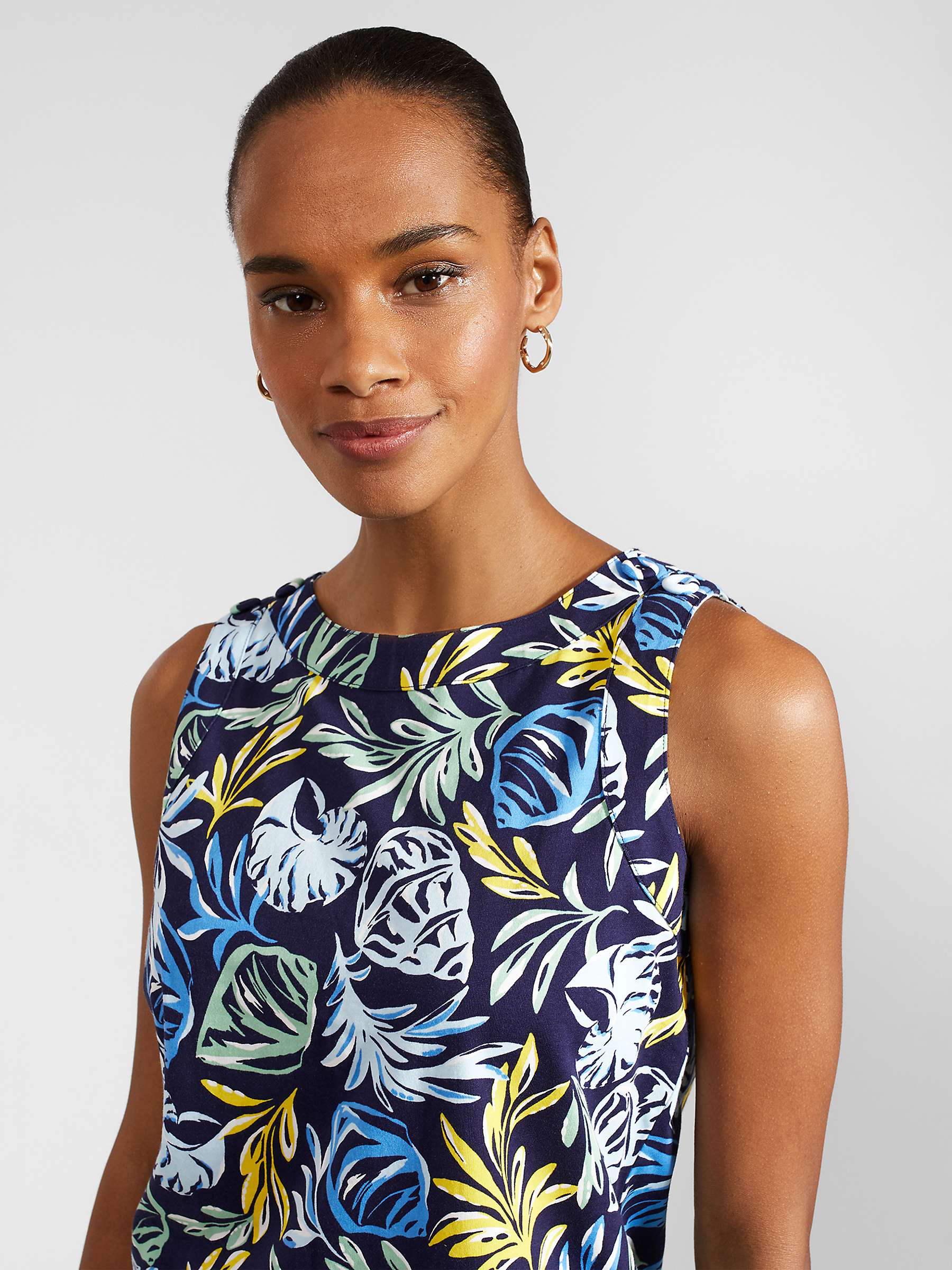 Buy Hobbs Maddy Leaf Print Sleeveless Top, Navy/Yellow Online at johnlewis.com