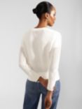 Hobbs Florentina Open Knit Cotton Cardigan, Ivory