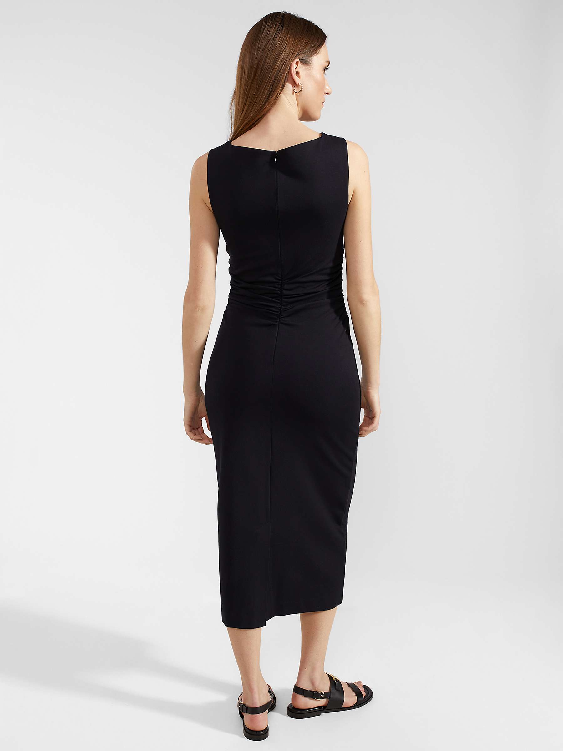 Buy Hobbs Iliana Ruched Jersey Midi Dress, Navy Online at johnlewis.com