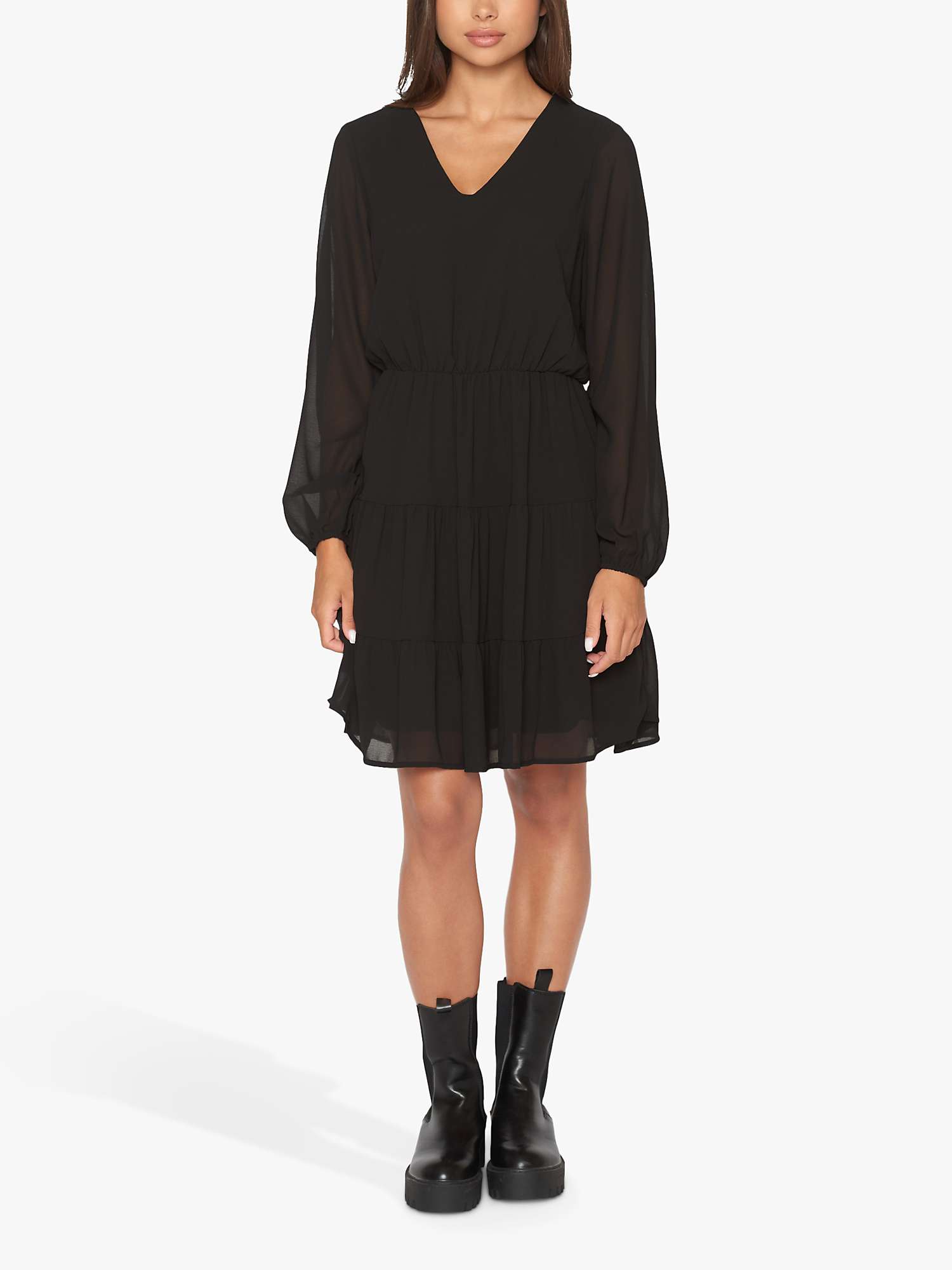 Buy Sisters Point Nice Long Sleeve Feminine Mini Dress, Black Online at johnlewis.com