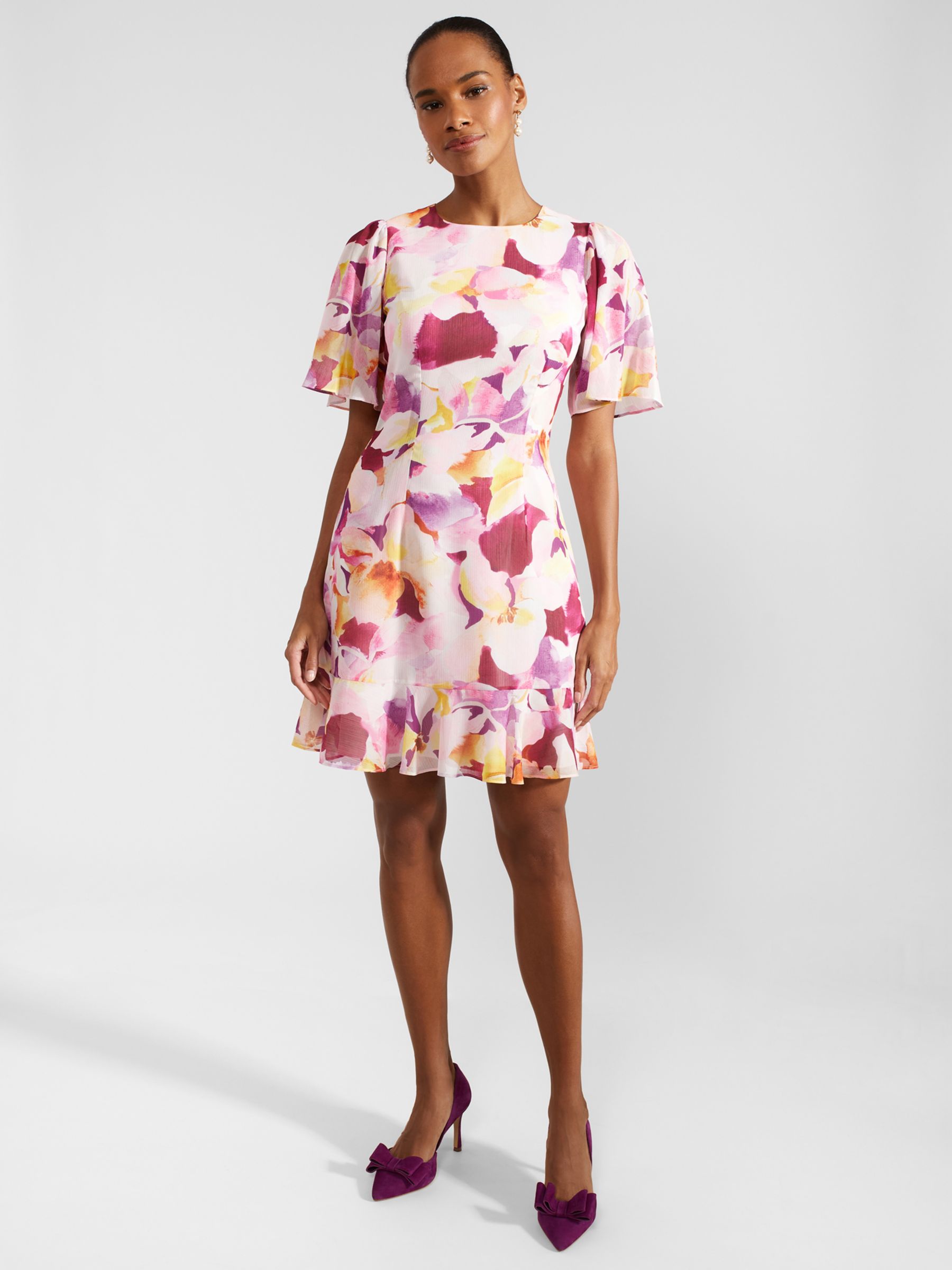 Buy Hobbs Iona Floral Mini Dress, Pink/Multi Online at johnlewis.com