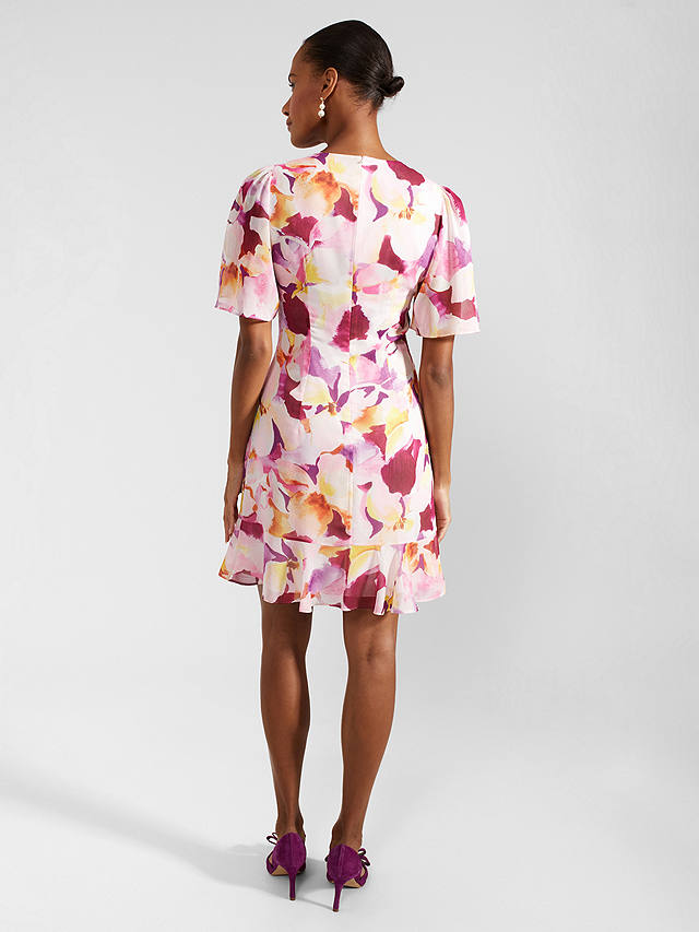 Hobbs Iona Floral Mini Dress, Pink/Multi