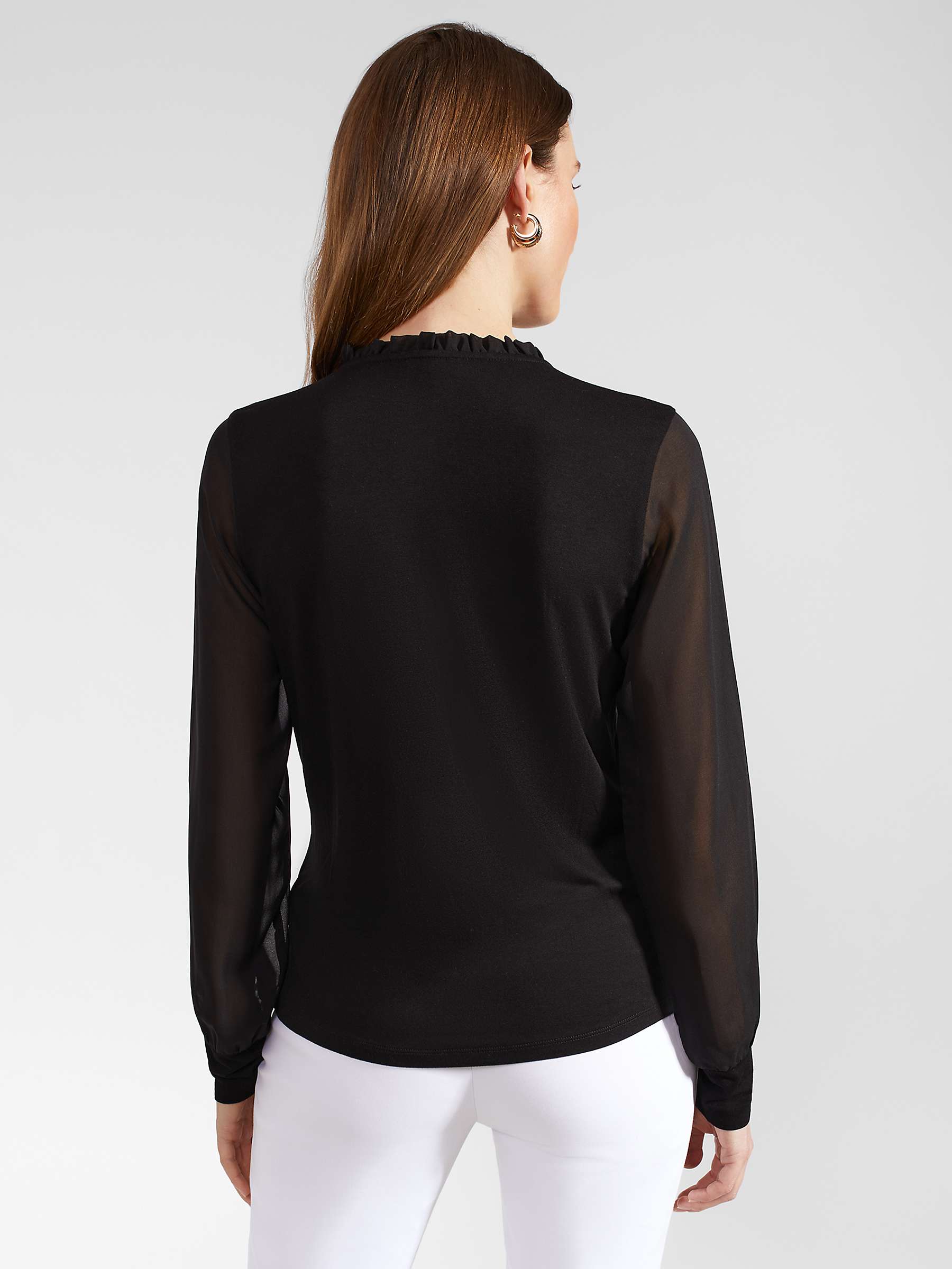 Buy Hobbs Talisa Frill Neck Top, Black Online at johnlewis.com