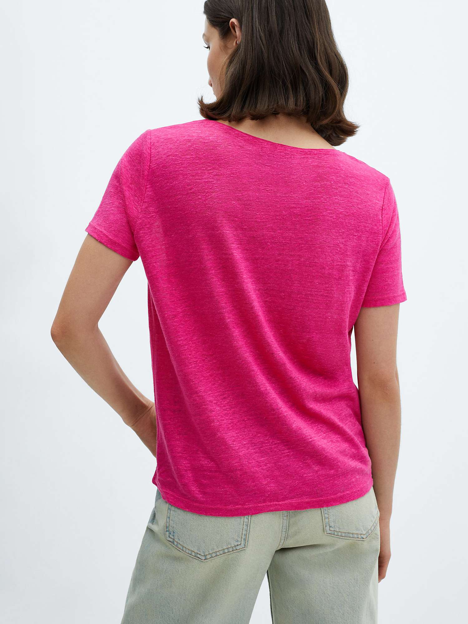 Buy Mango Linito Linen V-Neck T-Shirt Online at johnlewis.com
