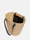 Jigsaw Straw Bucket Bag, Natural