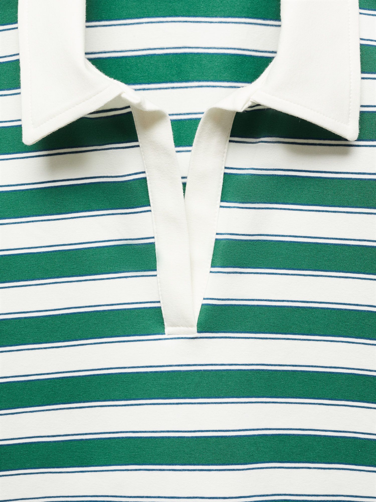 Buy Mango Nut V-neck Striped Polo Shirt, Green/White Online at johnlewis.com