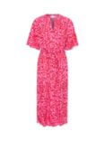 Saint Tropez Zazia Short Sleeve Button Maxi Dress, Fuchsia Pink Rawleo
