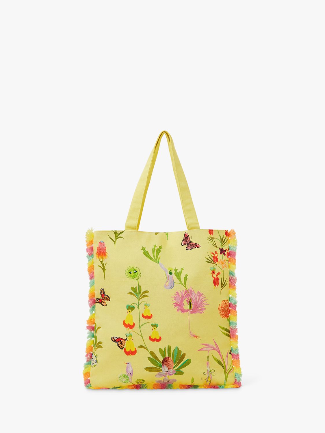 Angels by Accessorize Kids' Floral Butterfly Print Frill Edge Shopper, Yellow, One Size