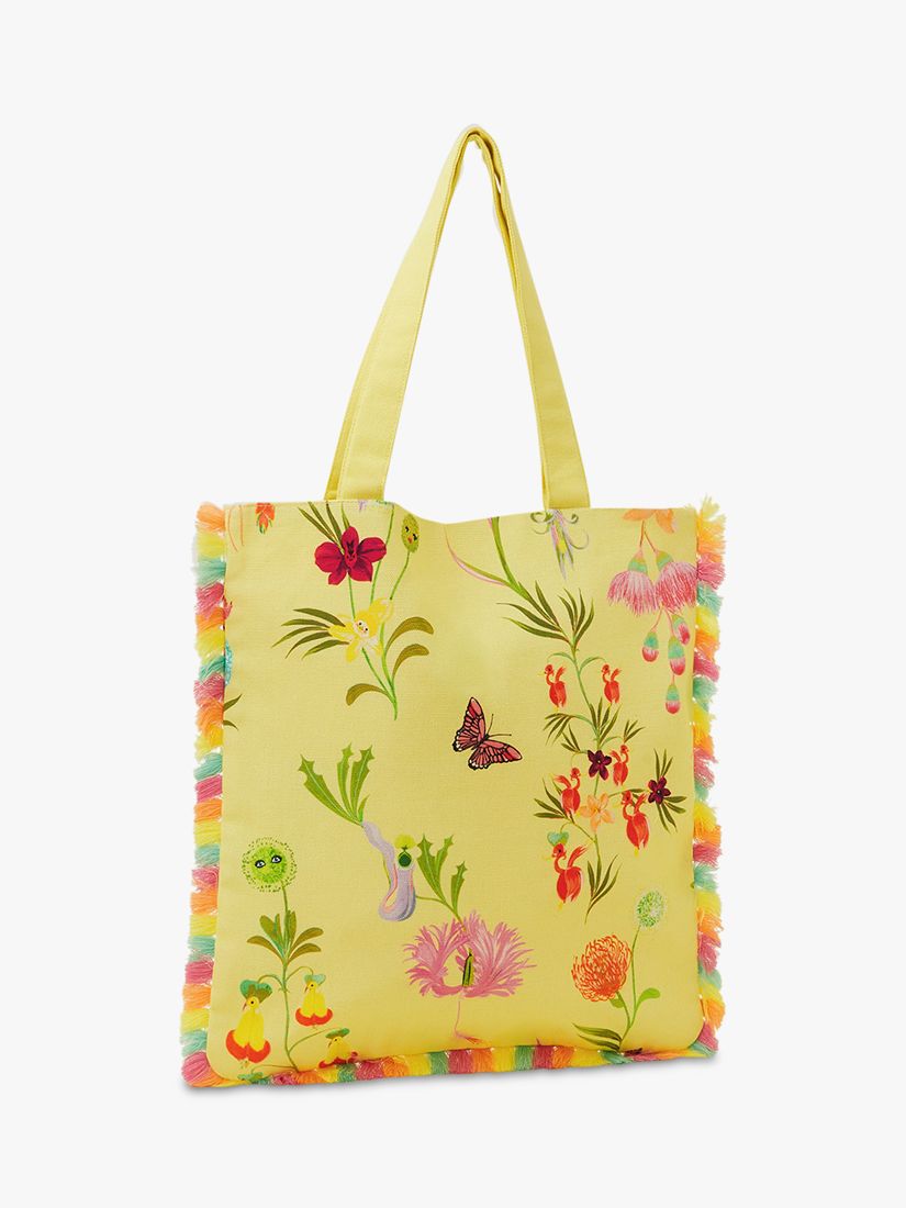 Angels by Accessorize Kids' Floral Butterfly Print Frill Edge Shopper, Yellow, One Size