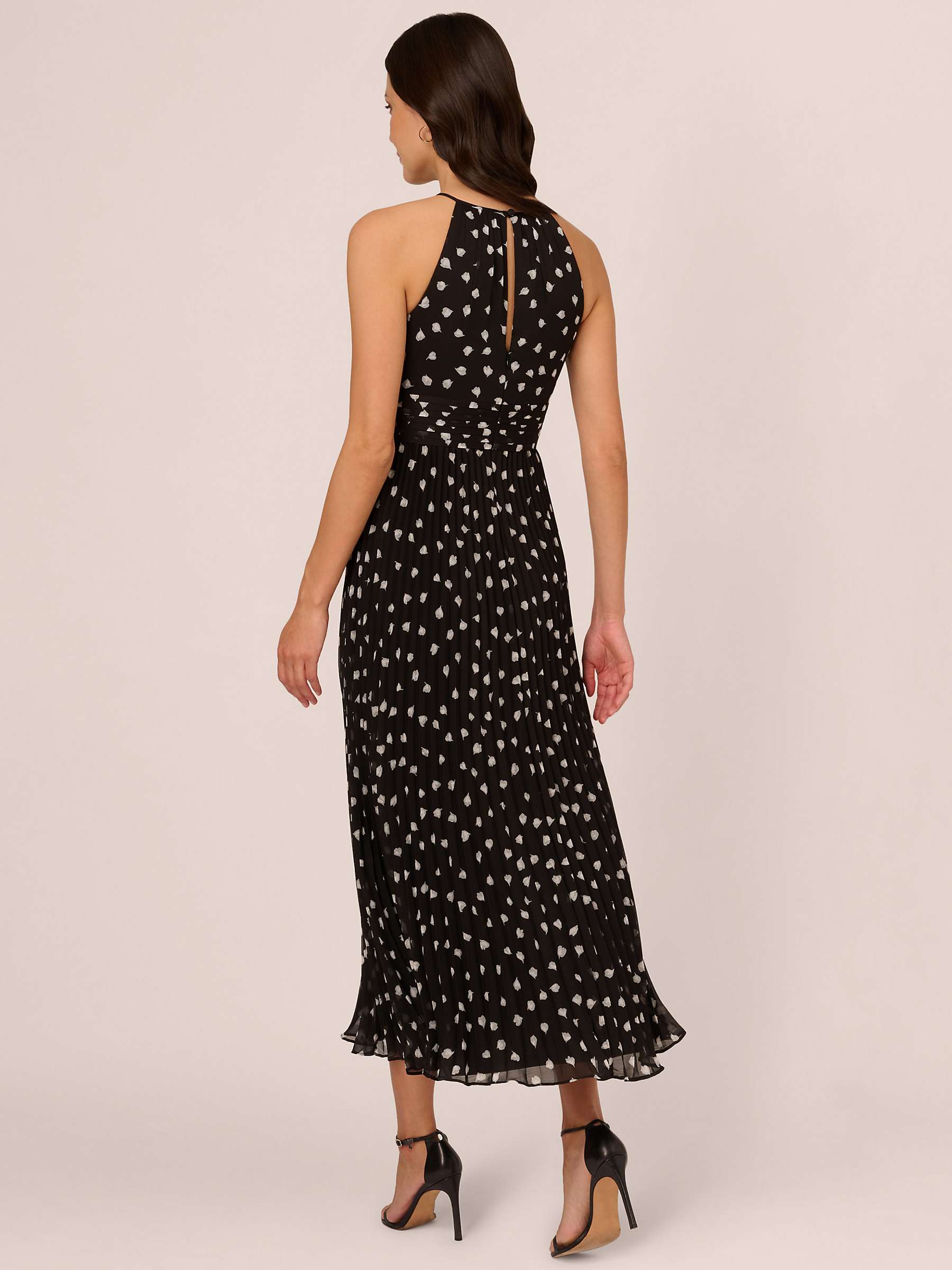 Buy Adrianna Papell Pleated Midi Dress, Black/Ivory Online at johnlewis.com