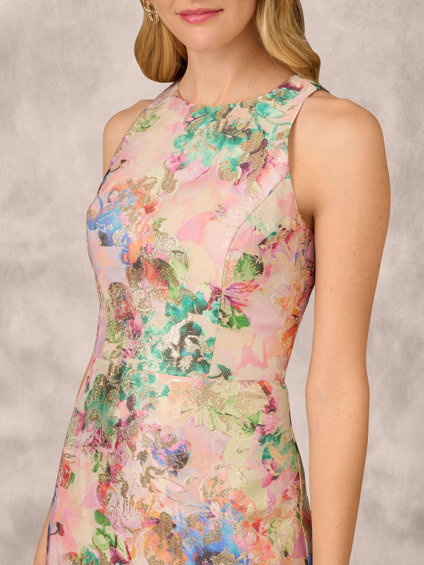 Buy Aidan Mattox by Adrianna Papell Jacquard Midi Dress, Coral/Multi Online at johnlewis.com