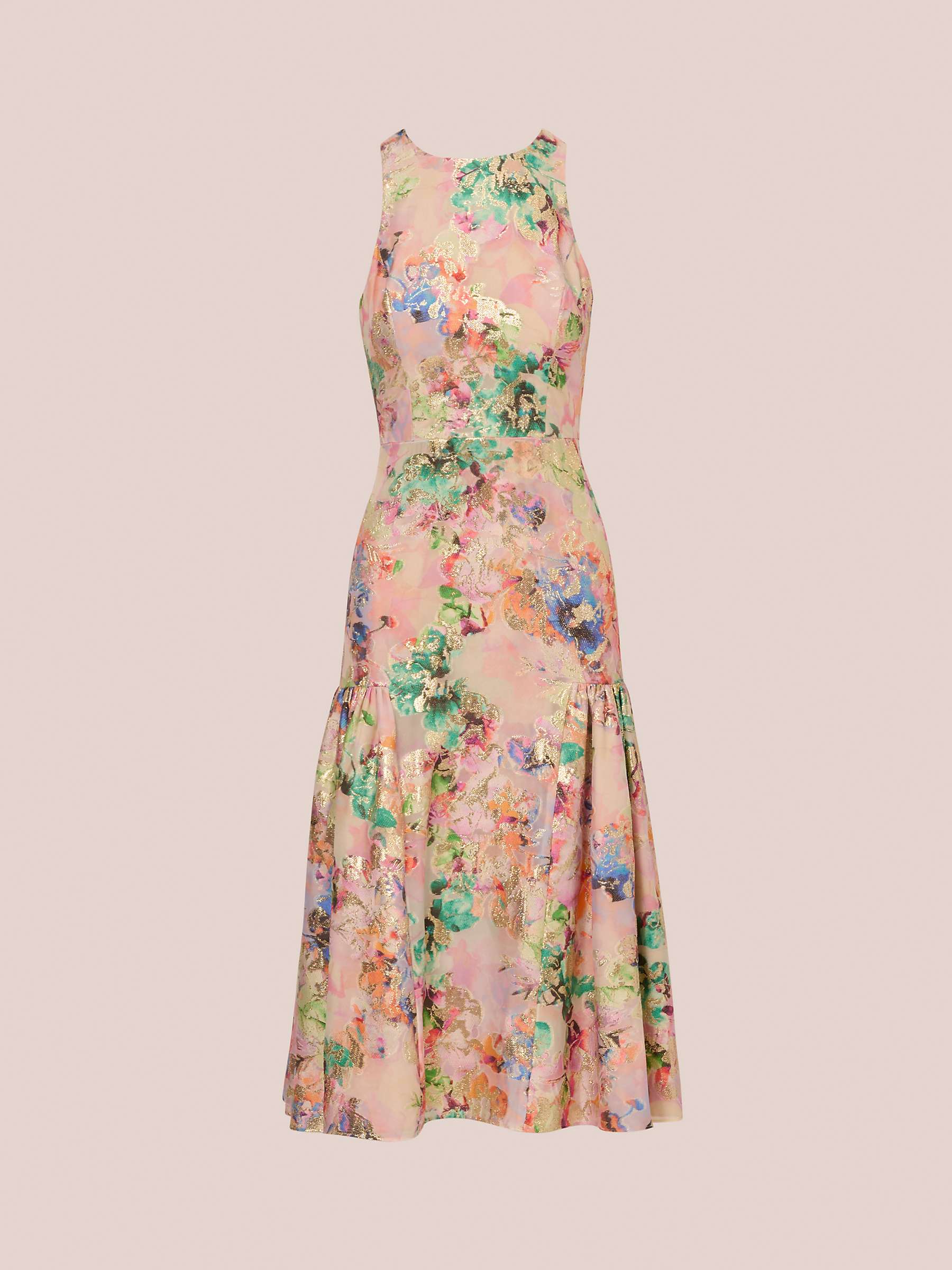 Buy Aidan Mattox by Adrianna Papell Jacquard Midi Dress, Coral/Multi Online at johnlewis.com