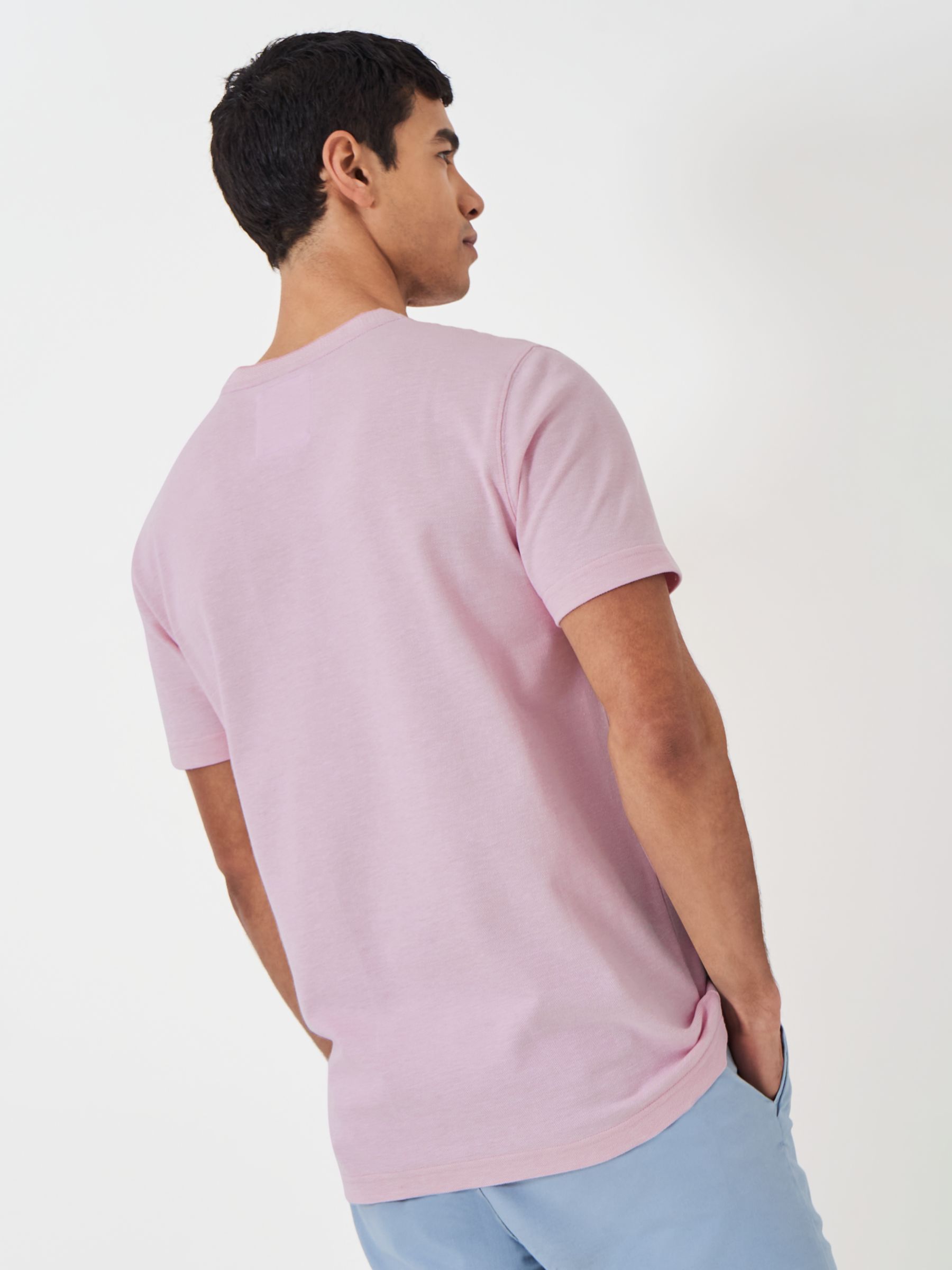 Crew Clothing Oxford Pique Short Sleeve T-Shirt, Light Pink, L