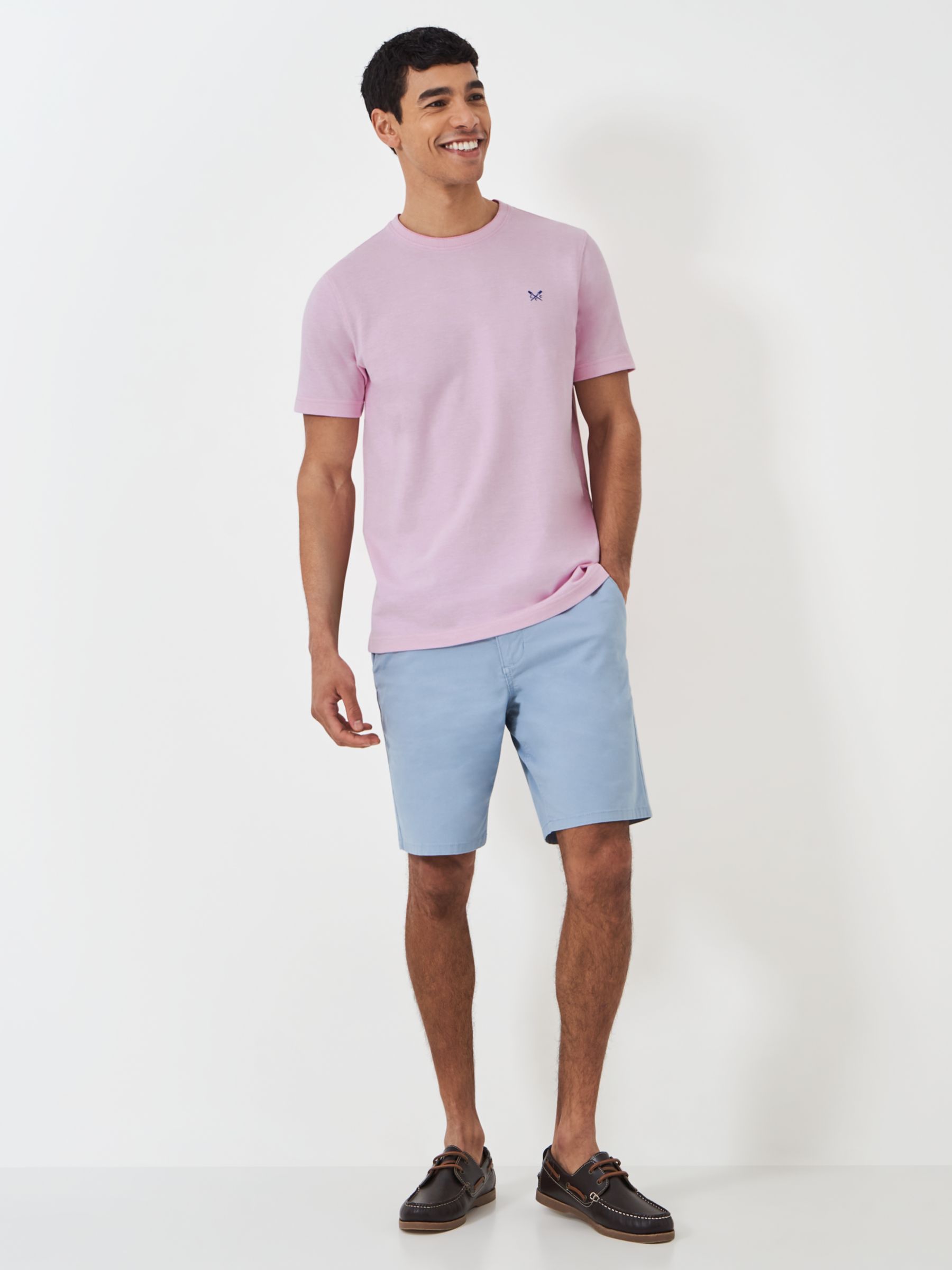 Crew Clothing Oxford Pique Short Sleeve T-Shirt, Light Pink, L