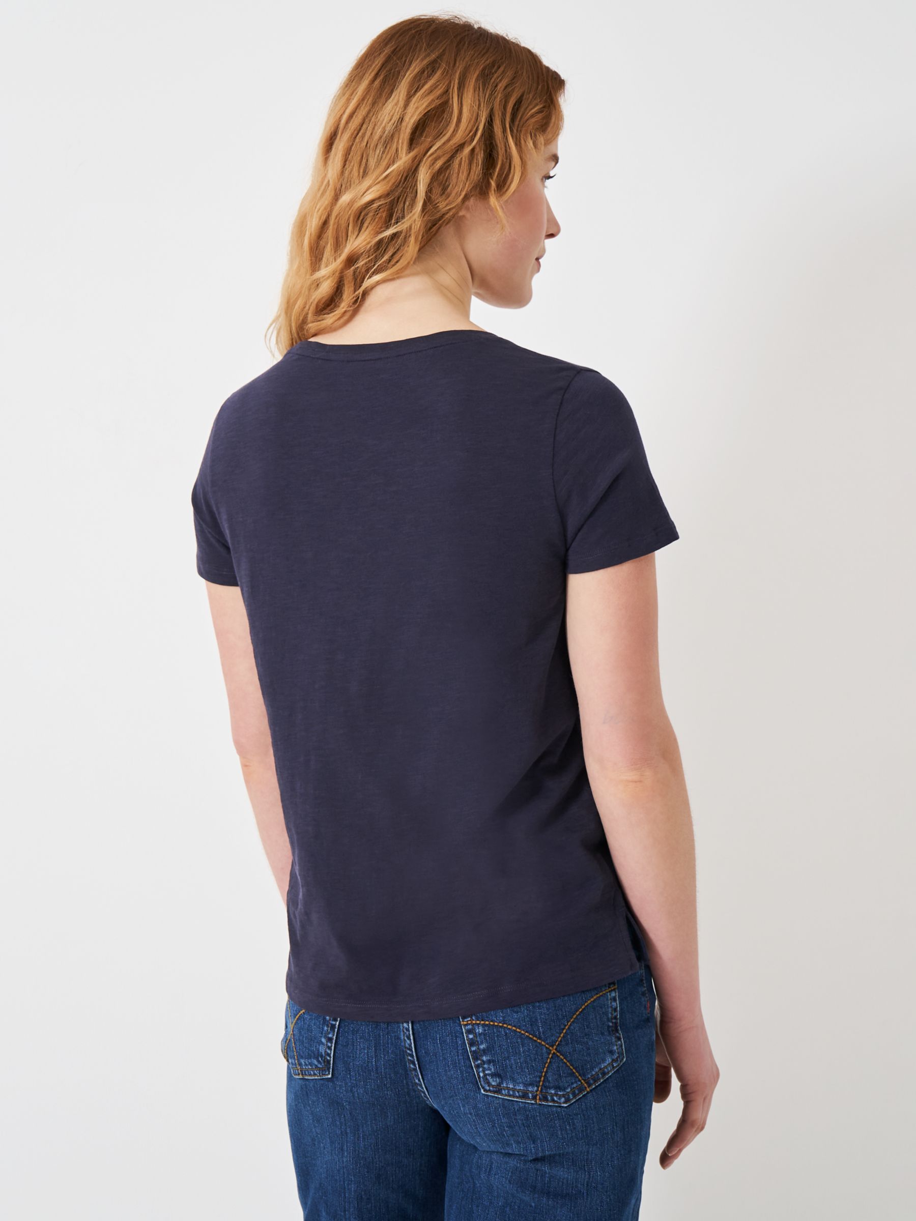 Crew Clothing Perfect Scoop Short Sleeve Slub T-Shirt, Navy Blue, 6