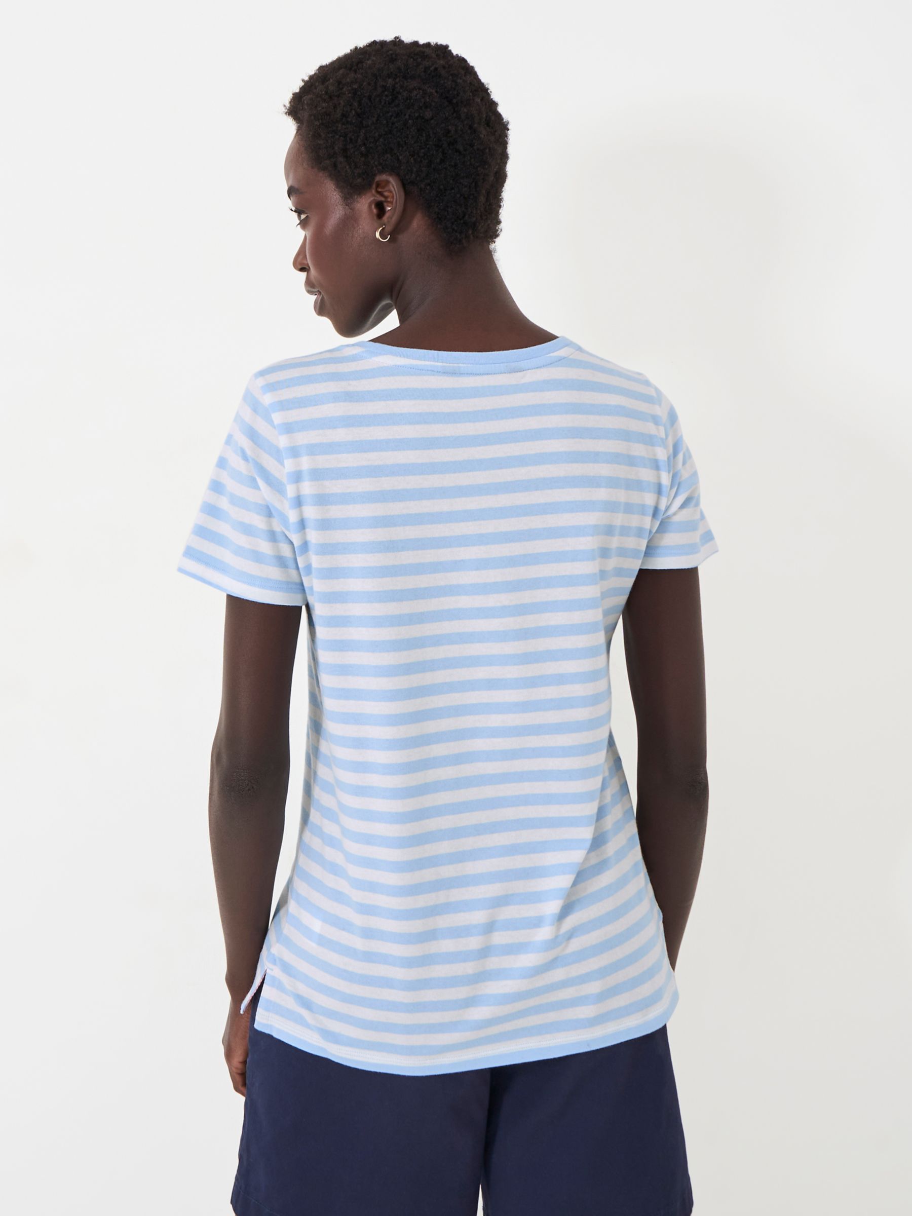 Crew Clothing Breton Stripe T-Shirt, Aqua Blue, 6