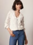 Mint Velvet Lace Bomber Jacket, White Ivory