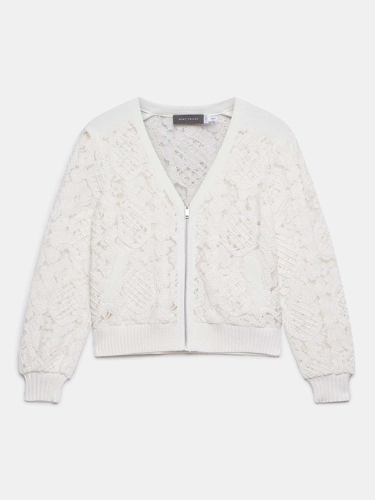 Buy Mint Velvet Lace Bomber Jacket, White Ivory Online at johnlewis.com