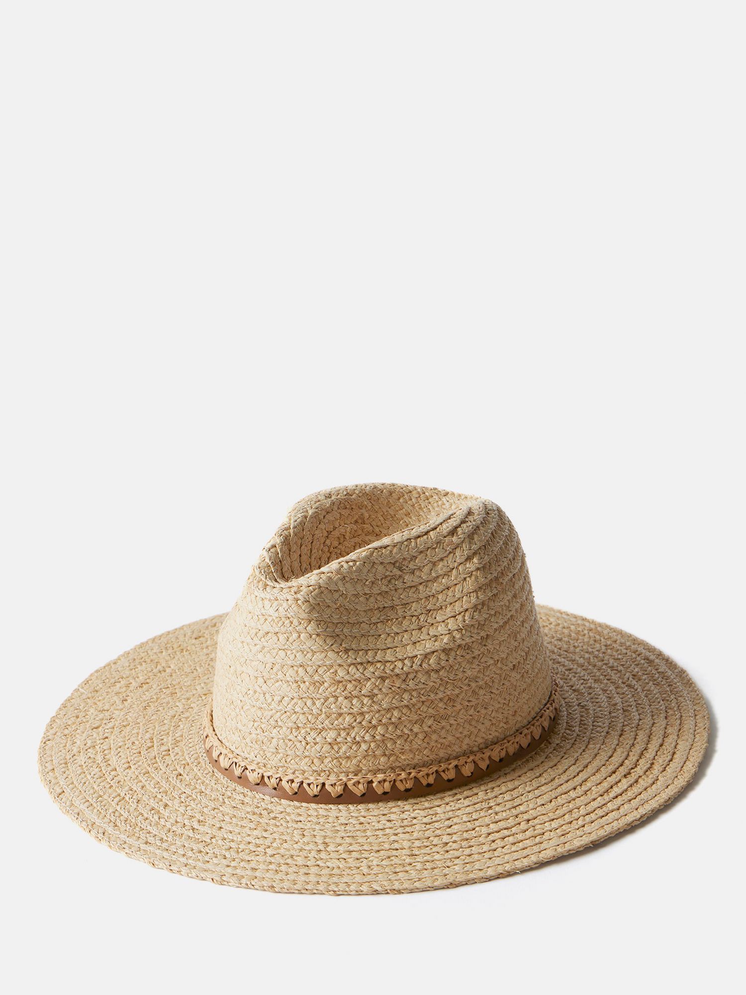 Mint Velvet Straw Fedora Hat, Natural, One Size