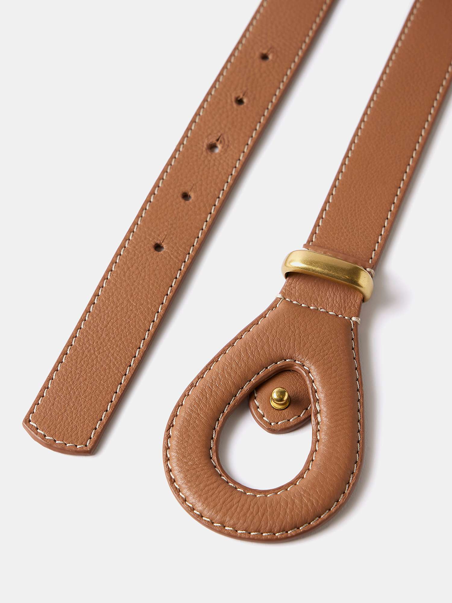 Buy Mint Velvet Contrast Stitch Leather Belt, Brown Tan Online at johnlewis.com