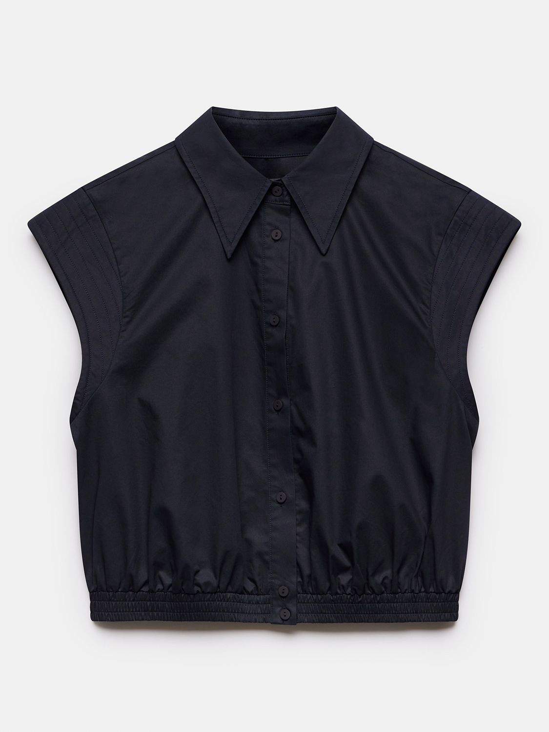 Mint Velvet Cropped Cotton Shirt, Navy, L