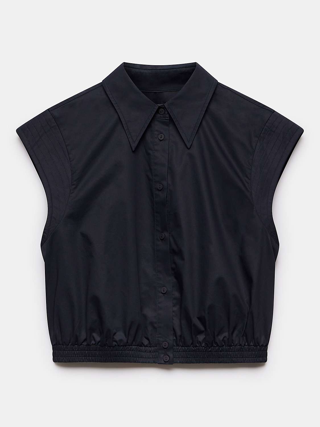 Buy Mint Velvet Cropped Cotton Shirt, Navy Online at johnlewis.com