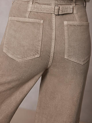Mint Velvet Wide Leg Utility Jeans, Khaki