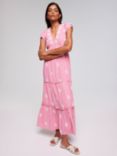 Mint Velvet Floral Embroidered Maxi Dress, Pink Mid, Pink Mid
