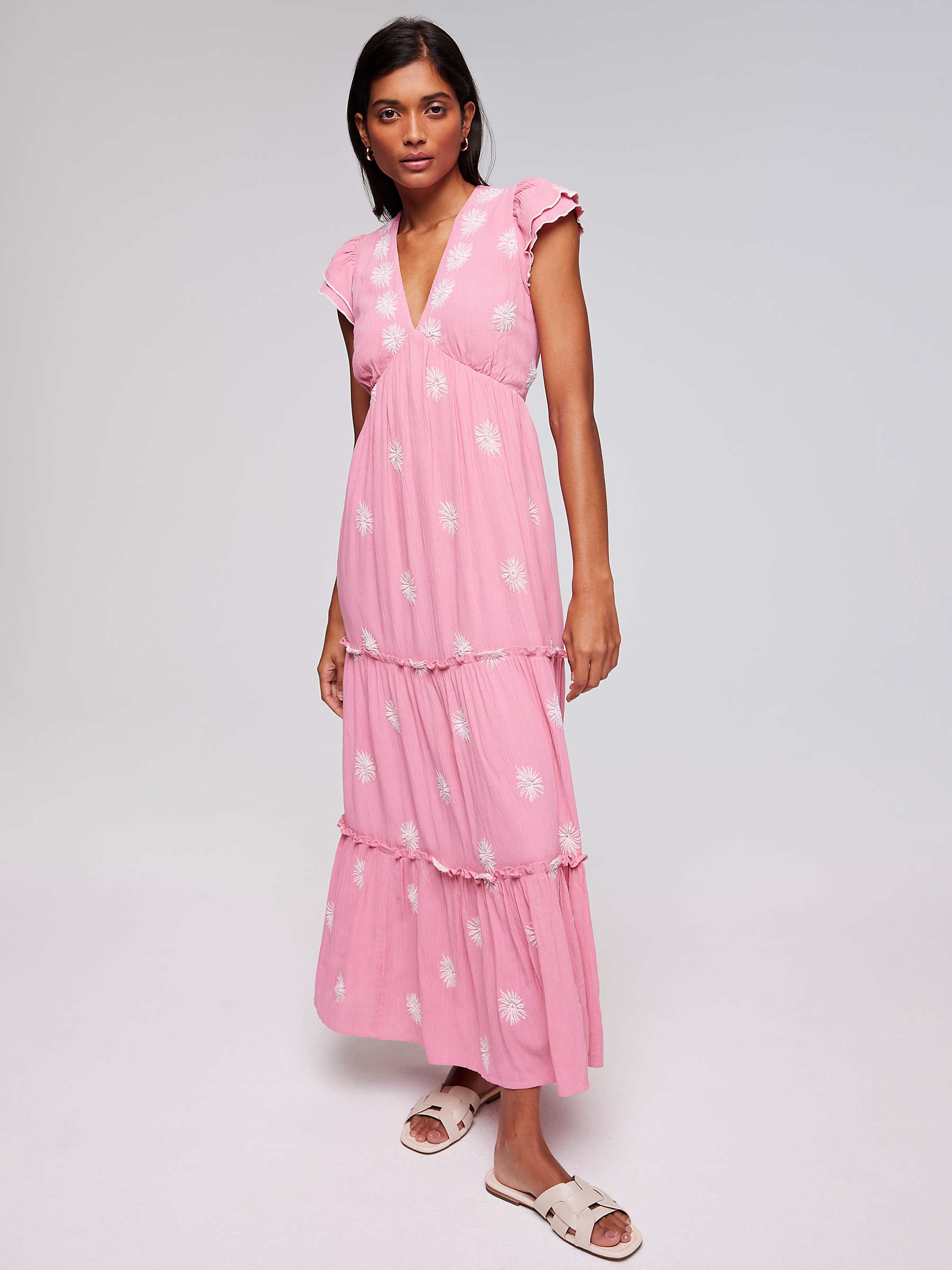 Buy Mint Velvet Floral Embroidered Maxi Dress, Pink Mid Online at johnlewis.com