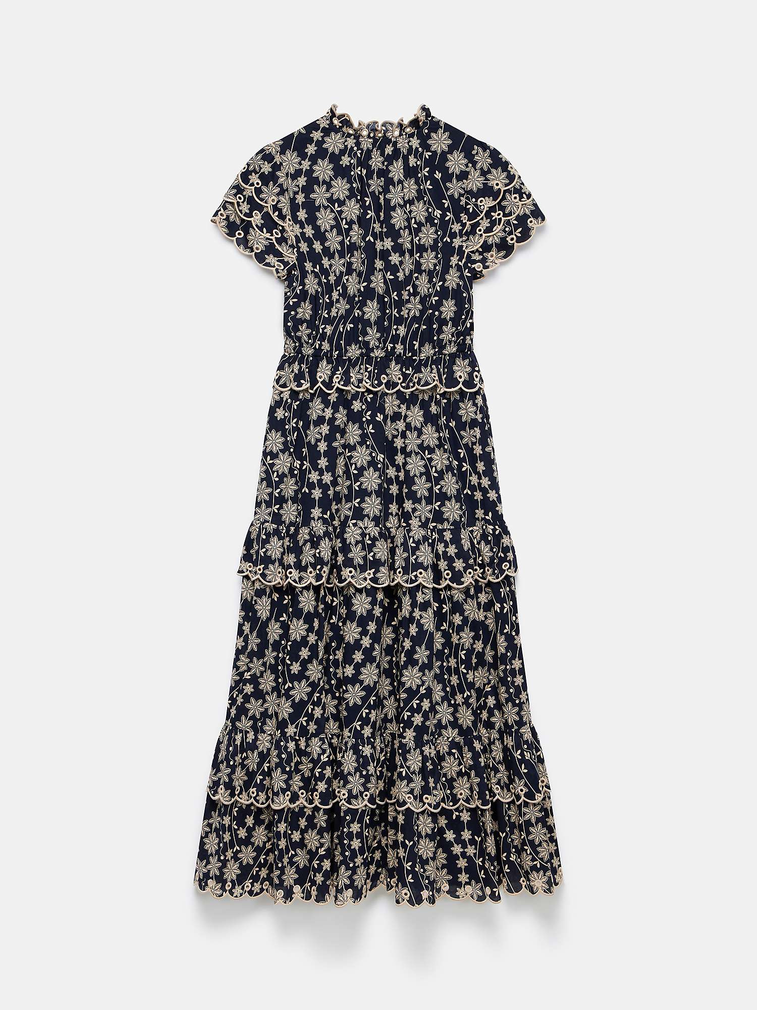 Buy Mint Velvet Floral Print Tiered Maxi Dress, Navy/Beige Online at johnlewis.com