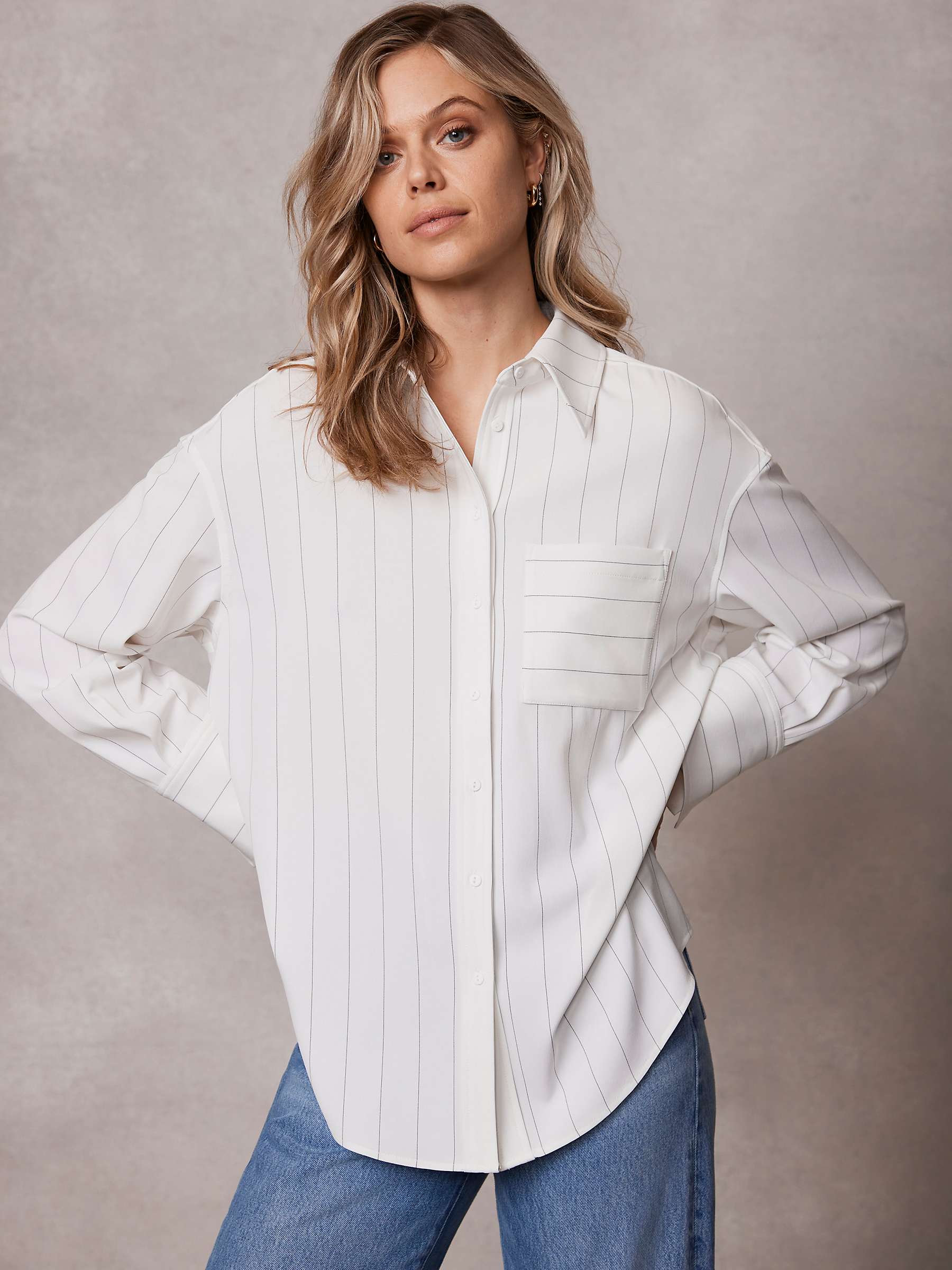 Buy Mint Velvet Oversized Pinstripe Shirt, White Online at johnlewis.com